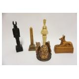 1187	GROUP OF ASSORTED EGYPTIAN STYLE DECORATIVE ITEMS, LARGEST APPROXIMATELY 12 IN HIGH