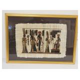 1192	FRAMED EGYPTIAN PAPYRUS ART, APPROXIMATELY 25 IN X 35 IN OVERALL