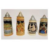 1195	GROUP OF 4 VINTAGE GERMAN STEINS W/PEWTER LIDS, TALLEST APPROXIMATELY 10 IN