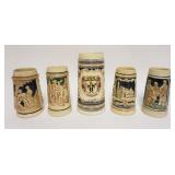 1198	GROUP OF 5 GERMAN STEIN/MUGS, TALLEST APPROXIMATELY 9 IN HIGH