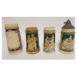 1199	GROUP OF 4 VINTAGE GERMAN STEINS, TALLEST APPROXIMATELY 7 1/2 IN HIGH