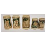 1203	GROUP OF MINIATURE GERMAN BEER STEINS/MUGS, TALLEST APPROXIMATELY 5 IN