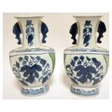 1238	CONTEMPORARY CHINESE DECORATED BLUE & WHITE VASES, APPROXIMATELY 11 1/2 IN H