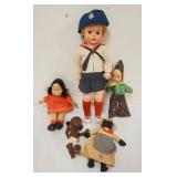 1279	GROUP OF VINTAGE DOLLS INCLUDING PLASTIC & CLOTH, TALLEST APPROXIMATELY 24 IN