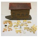 1280	CONTEMPORARY WOOD FOLK ART NOAHS ARK W/ANIMALS, APPROXIMATELY 24 IN X 7 1/4 IN X 14 IN