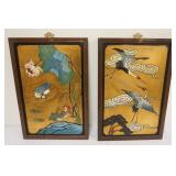 1225	PAIR OF WOOD ASIAN BIRDS, GILT & HAND COLORED, EACH APPROXIMATELY 16 IN X 24 IN