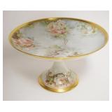 1006	KRAUTHEIM BAVARIAN HAND PAINTED COMPOTE, FLORAL PORCELAIN W/GILT RIM ACCENT, APPROXIMATELY 9 1/