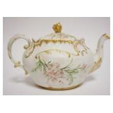 1020	HAND PAINTED LIMOGES TEAPOT PAINTING OF FLOWER W/GILT ACCENT & TRIM, ARTIST SIGNED & DATED 1893