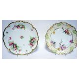 1027	2 LARGE LIMOGES PLATES EACH W/GILT BORDERS & IMAGES OF FLOWERS, J.P.L. FRANCE & B&H FRANCE, APP
