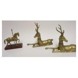 1070	BRASS DEER FIGURES AND CAROSEL HORSE, TALLEST APPROXIMATELY 10 IN