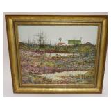 1075	SIGNED JOHN LEWIS EGANSTAFER FRAMED OIL PAINTING ON CANVAS, RURAL FARM LANDSCAPE, APPROXIMATELY