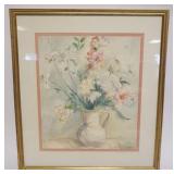 1086	SIGNED MARTNAMAE SHEDD FRAMED WATER COLOR UNDER GLASS, STILL LIFE, APPROXIMATELY 23 N IN X 26 I