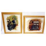 1091	SIGNED MARTIN 83, 2 ROCKWELL STYLE OIL PAINTINGS ON CANVASE DEPICTING COUNTRY KITCHENS WITH MAN