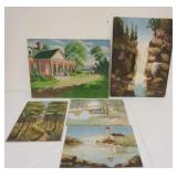 1096	ALICE SCAMPORINO SIGNED, GROUP OF OIL PAINTINGS ON BOARD, LARGEST APPROXIMATELY 18 IN X 24 IN