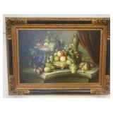 1099	LARGE CONTEMPORARY FRAMED OIL PAINTING ON CANVAS, STILL LIFE, ARTIST SIGNED LOWER LEFT, APPROXI