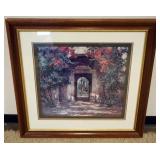 1102	FRAMED TRIPLE MATTED PRINT OF GARDEN ENTRYWAY, APPROXIMATELY 36 IN X 38 IN OVERALL