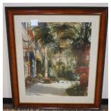 1103	LARGE FRAMED PRINT *INTERIOR OF PALM HOUSE*, APPROXIMATELY 43 IN X 49 IN OVERALL