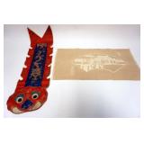 1120	ASIAN EMBROIDERED DRAGON AND SCARF, DRAGON APPROXIMATELY 31 IN LONG