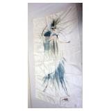 1122	ASIAN SILK SCARF SIGNED, APPROXIMATELY 35 IN X 19 IN