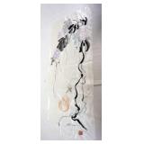 1123	ASIAN SILK SCARF SIGNED, APPROXIMATELY 36 IN X 14 1/2 IN