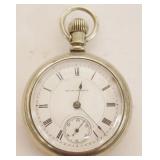 1124	SETH THOMAS POCKET WATCH 1884 FAHYS ORE SILVER CASE