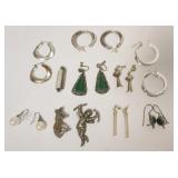 1137	7 PAIRS SILVER EARRINGS AND 3 PINS. 3 PAIRS EARRING MARKED STERLING SILVER, 1.08 TOZ WITH STONE