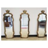 1175	3 HANGING MIRRORS IN GILT FINISHED WOOD FRAMES, EACH APPROXIMATELY 20 IN X 54 IN H