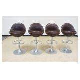 1181	SET OF 4 LEATHER SEAT SWIVEL BAR STOOLS ON METAL BASES, EACH APPROXIMATELY 41 IN H