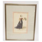 1198	FRAMED FRENCH ENGRAVING OF FASHION PRINT, APPROXIMATELY 12 IN X 21 IN OVERALL