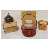 1208	ASSORTED LONGABERGER BASKETS WITH 2009 BE MY VALENTINE, HERSHEY KISS BASKET AND 2001 SWEETHEART