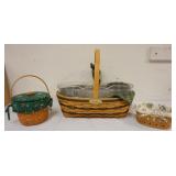 1214	ASSORTED LONGABERGER BASKETS WITH 1998 HOSPITALITY BASKET, 1996 BASKET AND 2007 MINI LAUNDRY 