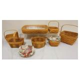 1222	ASSORTED LONGABERGER BASKETS WITH 2002 MED SERVING BASKET, MED GATHERING BASKET AND 6 ASSORTED 