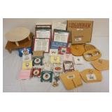 1227	ASSORTED LONGABERGER CHRISTMAS ORNAMENTS, WOOD LIDS, DIVIDERS, STANDS AND HANG TIES