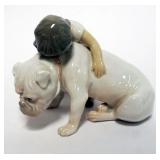 1018B	LLADRO BOY HUGGING DOG FIGURE, APPROXIMATELY 4 IN H