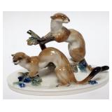 1018D	ROSENTHAL PORCELAIN FIGURE OF FERRETS, APPROXIMATELY 5 1/2 IN H