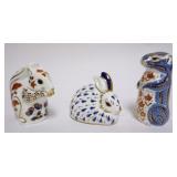 1019	ROYAL CROWN DERBY FIGURINES, GROUP OF 3, LARGEST APPROXIMATELY 4 1/2 IN HIGH