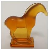 1020C	LALIQUE CRYSTAL FIGURE OF AN AMBER HORSE, APPROXIMATELY 4 IN H