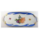 1024A	HAND PAINTED HEREND PORCELAIN OVAL TRAY FOR SCULLY & SCULLY, APPROXIMATELY 14 1/2 IN X 6 IN