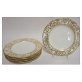 1025	WEDGWOOD ENGLAND 6 HIGGENS & SEITER 9 3/4 IN GILT DECORATED PLATES