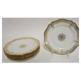 1026	LIMOGES CHINA 6-8 1/2 IN GILT EDGE DECORATED PLATES, W&G CO FRANCE