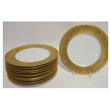 1027	H&CO SELB BAVARIAN 11-10 3/4 IN GILT EDGE DECORATED PLATES