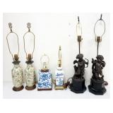 1043	GROUP OF ASSORTED PORCELAIN & METAL TABLE LAMPS, LARGEST APPROXIMATELY 28 IN