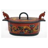 1049	NORWEGIAN TINE BOX, APPROXIMATELY 9 /2 IN X 4 IN X 5 1/2 IN HIGH