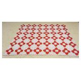 1067	ANTIQUE HAND STITCHED QUILT W/HEART PATTERN, APPROXIMATELY 68 IN X 90 IN, SOME STAINING