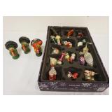 1075	GROUP OF ANTIQUE BLOWN GLASS CHRISTMAS ORNAMENTS & COMPOSITION TURKEYS