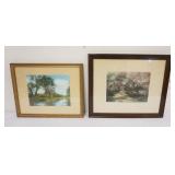 1078	2 FRAMED WALLACE NUTTINGS, *A STREAM OF PEACE* & *HONEYMOON DRIVE* LARGEST APPROXIMATELY 21 IN 