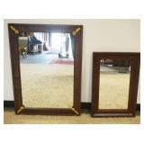 1081	HANGING MIRRORS IN MAHOGANY FRAMES, LARGEST APPROXIMATELY 28 IN X 38 IN