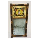 1083	ANTIQUE FEDERAL STYLE MIRROR W/REVERSE PAINTED GLASS IMAGE OF WOMAN, APPROXIMATELY 16 IN X 32 I
