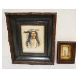 1086	VICTORIAN SHADOW BOX FRAMES W/IMAGE OF AMERICAN INDIAN & MAN, LARGEST APPROXIMATELY 15 IN X 17 