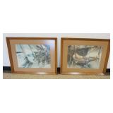 1088	PAIR OF FRAMED & MATTED NAUTICAL SHIP PRINTS, SIGNED & DATED, EACH APPROXIMATELY 27 IN X 34 IN 